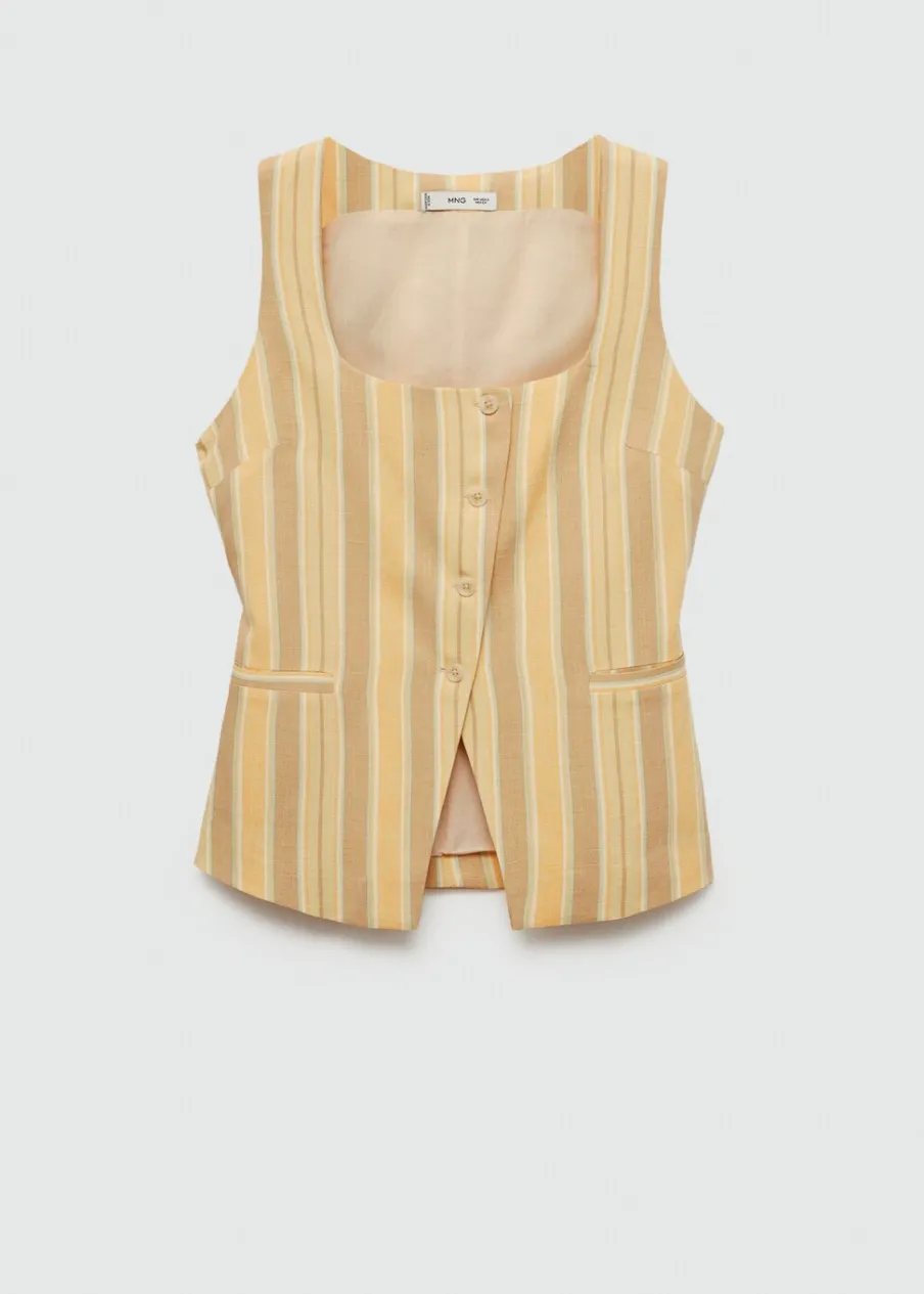 MANGO Kamizelki*Kamizelka w paski z guzikami