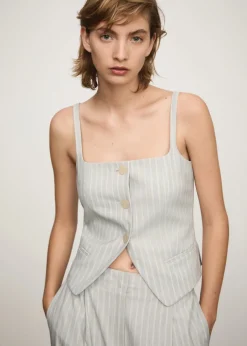 MANGO Kamizelki*Kamizelka w paski z guzikami