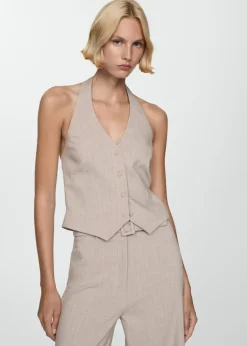 MANGO Kamizelki*Kamizelka w prążki z dekoltem halter