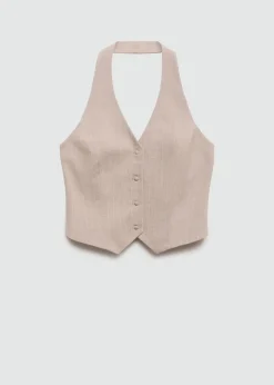 MANGO Kamizelki*Kamizelka w prążki z dekoltem halter