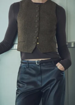 MANGO Kamizelki*Kamizelka wełniana w drobną pepitkę