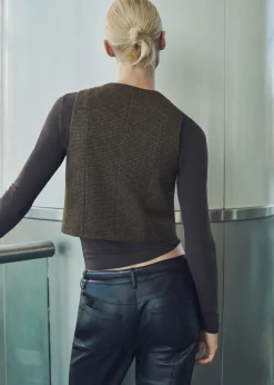 MANGO Kamizelki*Kamizelka wełniana w drobną pepitkę