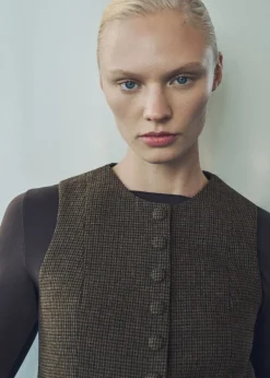 MANGO Kamizelki*Kamizelka wełniana w drobną pepitkę