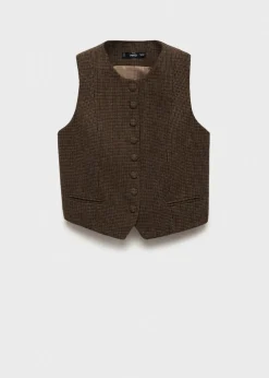 MANGO Kamizelki*Kamizelka wełniana w drobną pepitkę