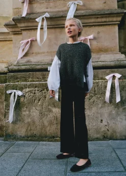 Dzieci MANGO Swetry I Kardigany*Kamizelka z ażurowej dzianiny lureksowej