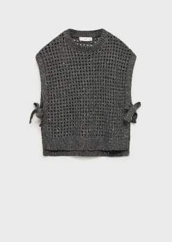 Dzieci MANGO Swetry I Kardigany*Kamizelka z ażurowej dzianiny lureksowej