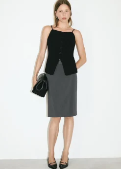 MANGO Topy|Kamizelki*Kamizelka z dekoltem halter na guziki