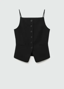 MANGO Topy|Kamizelki*Kamizelka z dekoltem halter na guziki