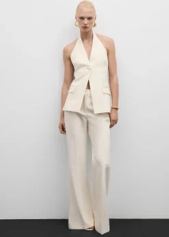 MANGO Kamizelki*Kamizelka z dekoltem halter i ozdobnym guzikiem