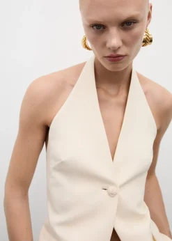 MANGO Kamizelki*Kamizelka z dekoltem halter i ozdobnym guzikiem