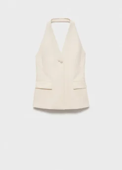 MANGO Kamizelki*Kamizelka z dekoltem halter i ozdobnym guzikiem