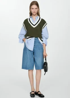 MANGO Kamizelki*Kamizelka z dekoltem w szpic i kontrastowym wykończeniem