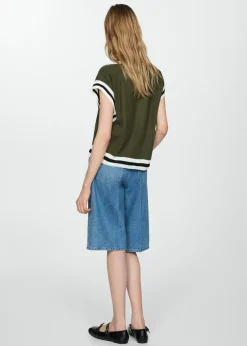 MANGO Kamizelki*Kamizelka z dekoltem w szpic i kontrastowym wykończeniem