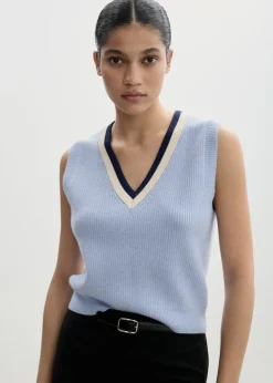 MANGO Topy|Kamizelki*Kamizelka z dekoltem w szpic i kontrastowym wykończeniem