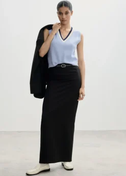 MANGO Topy|Kamizelki*Kamizelka z dekoltem w szpic i kontrastowym wykończeniem