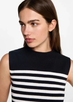 MANGO Swetry I Kardigany|Kamizelki*Kamizelka z dzianiny w paski