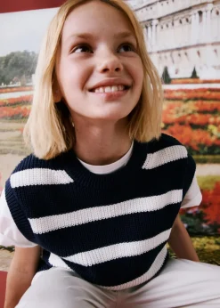 Dzieci MANGO Swetry I Kardigany*Kamizelka z dzianiny w paski