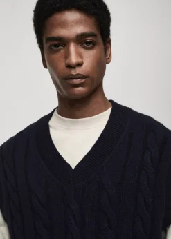 MANGO Kardigany I Swetry*Kamizelka z mieszanki wełny z warkoczami