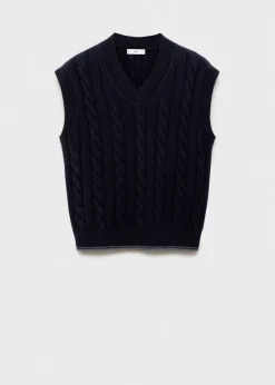 MANGO Kardigany I Swetry*Kamizelka z mieszanki wełny z warkoczami