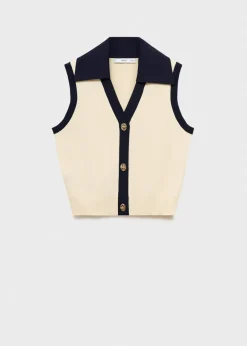 MANGO Kamizelki*Kamizelka za guziki z kontrastowym wykończeniem