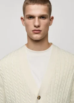 MANGO Kardigany I Swetry*Kardigan na guziki z grubej dzianiny z warkoczami