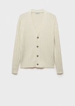 MANGO Kardigany I Swetry*Kardigan na guziki z grubej dzianiny z warkoczami