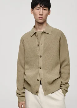 MANGO Kardigany I Swetry*Kardigan polo z mieszanki wełny