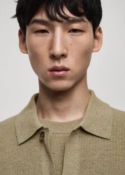 MANGO Kardigany I Swetry*Kardigan polo z mieszanki wełny