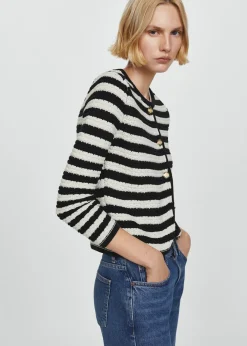MANGO Kurtki|Swetry I Kardigany*Kardigan w paski z biżuteryjnymi guzikami