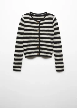 MANGO Kurtki|Swetry I Kardigany*Kardigan w paski z biżuteryjnymi guzikami