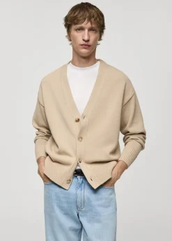 MANGO Kardigany I Swetry*Kardigan z bawełnianej dzianiny z guzikami