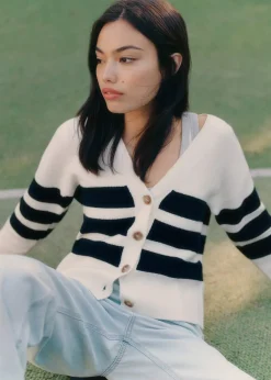 MANGO Swetry I Kardigany*Kardigan z dzianiny w paski