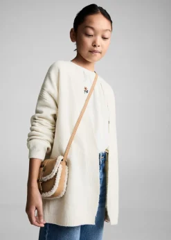 Dzieci MANGO Swetry I Kardigany*Kardigan z dzianiny z dekoltem w szpic