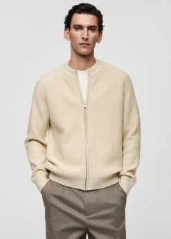 MANGO Kardigany I Swetry*Kardigan z dzianiny z teksturą na zamek