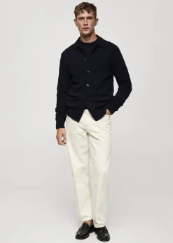 MANGO Kardigany I Swetry*Kardigan z prążkowanej dzianiny wełnianej