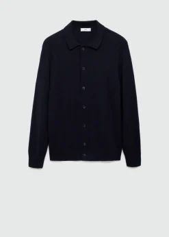 MANGO Kardigany I Swetry*Kardigan z prążkowanej dzianiny wełnianej