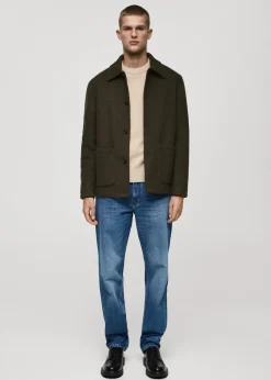 MANGO Kurtki I Koszule Wierzchnie*Kardigan z wełnianej dzianiny bouclé z kieszeniami