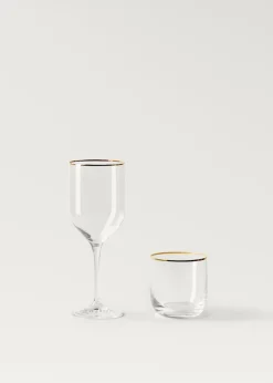 MANGO Szklanki I Kieliszki*Kieliszek ze szkła ze złotą obwódką