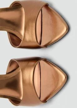 MANGO Buty*Klapki na obcasie w metalicznym kolorze