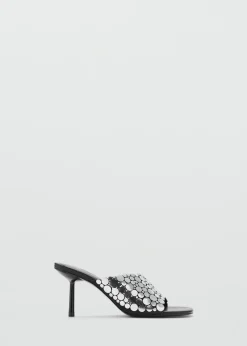 MANGO Buty*Klapki na obcasie z metalicznymi ozdobami