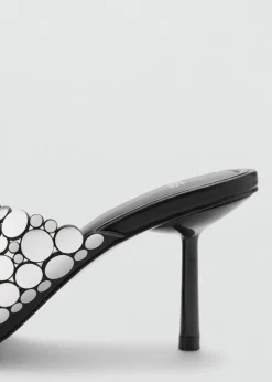 MANGO Buty*Klapki na obcasie z metalicznymi ozdobami