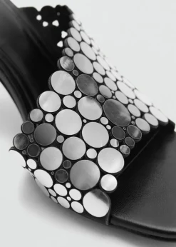 MANGO Buty*Klapki na obcasie z metalicznymi ozdobami