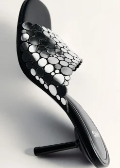 MANGO Buty*Klapki na obcasie z metalicznymi ozdobami