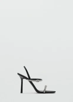 MANGO Buty*Klapki na obcasie z paskiem ze strasu