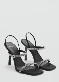 MANGO Buty*Klapki na obcasie z paskiem ze strasu