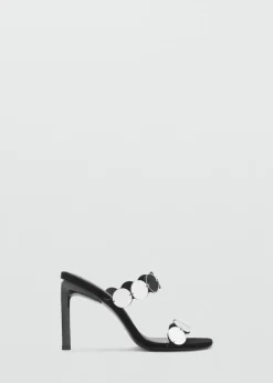 MANGO Buty*Klapki skórzane na obcasie z lusterkami