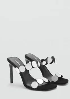 MANGO Buty*Klapki skórzane na obcasie z lusterkami