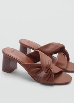 MANGO Buty|Akcesoria Skórzane*Klapki skórzane z węzłem