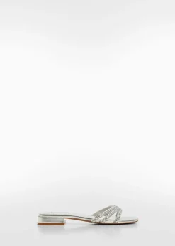 MANGO Buty*Klapki z cienkimi paskami i kryształkami