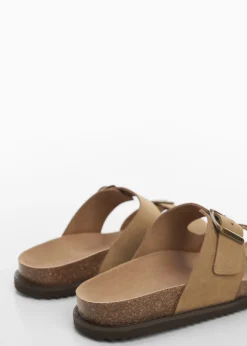 MANGO Skóra|Buty*Klapki ze skóry dwoiny ze sprzączką